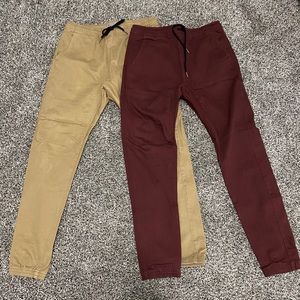 Casual Joggers Bundle - Khaki & Maroon